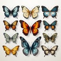 Colorful Butterflies Illustration: Realistic Portrayal Of Light And Shadow