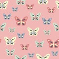 Colorful butterflies on pink repeat seamless vector background pattern design Royalty Free Stock Photo