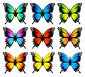 Colorful butterflies set. Vector. Royalty Free Stock Photo