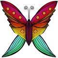 Colorful butterfly in abstract style on white background. Butterfly icon. Colored vector illustration. Animal design. Fashion Royalty Free Stock Photo