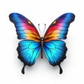 Luminous 3d Butterfly On White Background - Ultra Realistic Iconographic Symbolism