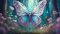 colorful butterfly in dark night forest with bokeh Royalty Free Stock Photo