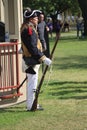 Man dressed as a soldier in the revolutionary war