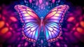 colorful butterfly glows with neon light