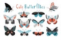 Colorful butterfly icon set Royalty Free Stock Photo