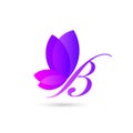 colorful butterfly logo template. an illustration concept of beautiful butterfly formed from combination of letter B and natural
