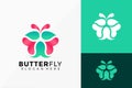 Colorful Butterfly Love Logo Design. Creative Idea logos designs Vector illustration template Royalty Free Stock Photo