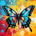 Colorful Butterfly In Pop Art Style Royalty Free Stock Photo