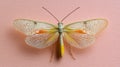 Colorful butterfly resting on a light pink background Royalty Free Stock Photo