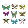 Colorful butterfly, set for your design Royalty Free Stock Photo