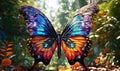 Colorful Butterfly on Leaf-Covered Ground Royalty Free Stock Photo