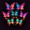 Colorful butterfly with wings spread out flying, Generative AI illustration Royalty Free Stock Photo