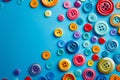 Colorful buttons on a blue background