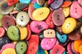 colorful buttons made with dried palm seeds in the ethnic shop