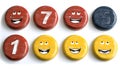 Colorful buttons with numbers and smiley faces Royalty Free Stock Photo