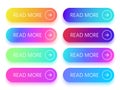 Colorful buttons with Read more sign and arrow icon. Action button with vivid gradient isolated vector icons in collection Royalty Free Stock Photo