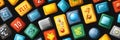 Colorful buttons with symbols and numbers