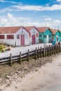 Colorful cabins on the port of the ChÃÂ¢teau d`OlÃÂ©ron