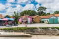 Colorful cabins on the port of the ChÃÂ¢teau d`OlÃÂ©ron