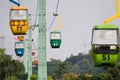 Colorful cable car hanging Royalty Free Stock Photo