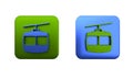 Colorful Cable car icon isolated on white background. Funicular sign. Square button. 3D render illustration Royalty Free Stock Photo