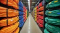 Colorful Cable Reels Organized In A Data Center Row Royalty Free Stock Photo