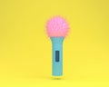 Colorful cactus microphone floating on yellow pastel background. Royalty Free Stock Photo