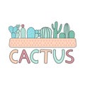 Colorful cactuses on the white background