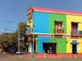 Old colorful cafe in a corner near Caminito street in La Boca district, Buenos Aires, Argentina