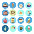 Colorful Cake Collection Sweet Dessert Food Icon Set