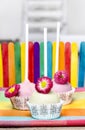 Colorful cake pops, birthday party