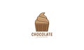 Colorful cake tasty brown chocolate logo vector icon illustration design