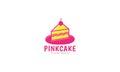 Colorful cake tasty yellow pink logo vector icon illustration design