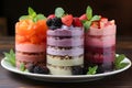 Colorful cakes crafted with the addition of various fresh fruits