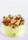 Colorful cale with summer fruit Royalty Free Stock Photo