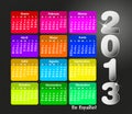 Colorful calendar 2013 in spanish. Royalty Free Stock Photo