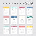 Pastel patterned calendar 2019 vector set