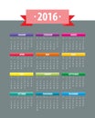Colorful 2016 Calendar.
