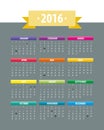 Colorful 2016 Calendar.