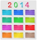 Colorful calendar for 2014