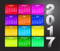 Colorful calendar for 2017. Week starts on sunday