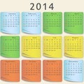 Colorful calendar 2014 year Royalty Free Stock Photo