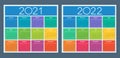 Colorful calendar for 2021 and 2022 years. Week starts on Sunday Royalty Free Stock Photo