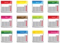 Colorful calender icon collection set (vector)