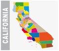 Colorful California administrative and political map