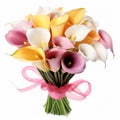 Colorful Calla Lily Bouquet: Perfect Gift Wrapped In Paper Royalty Free Stock Photo