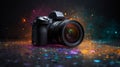 Colorful Camera Explodes on Bright Background in Ultra-Detailed Photoshoot