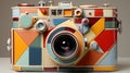 A colorful camera with many different colors