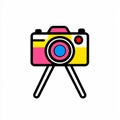 A colorful camera tripod is set against a white background, ideal for photography and videography purposes