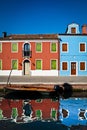 Canal, boat and houses, Burano, Italy Royalty Free Stock Photo